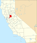 Map of California highlighting Sacramento County